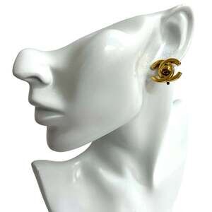 CHANEL Authentic Vintage Gold Logo Earrings